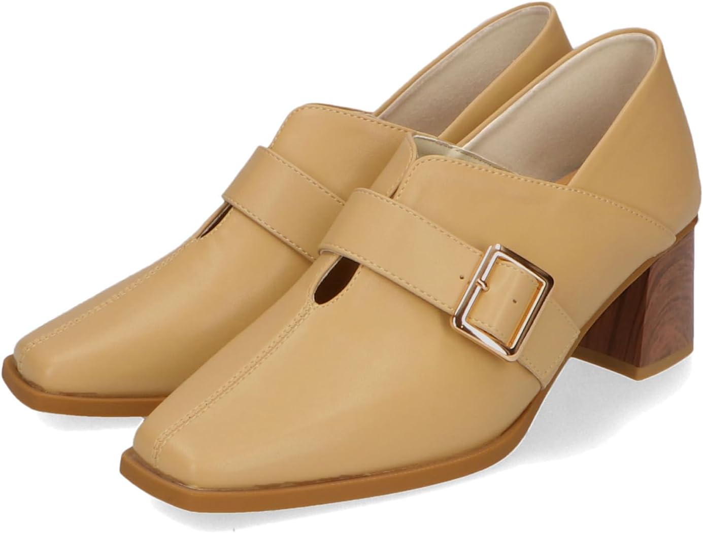 51103 Women鈥檚 Pumps, Thick Heel, Square Toe, Easy to Wear, Easy to Walk, Large Size, Small Size, Deep Instep, Python Pattern