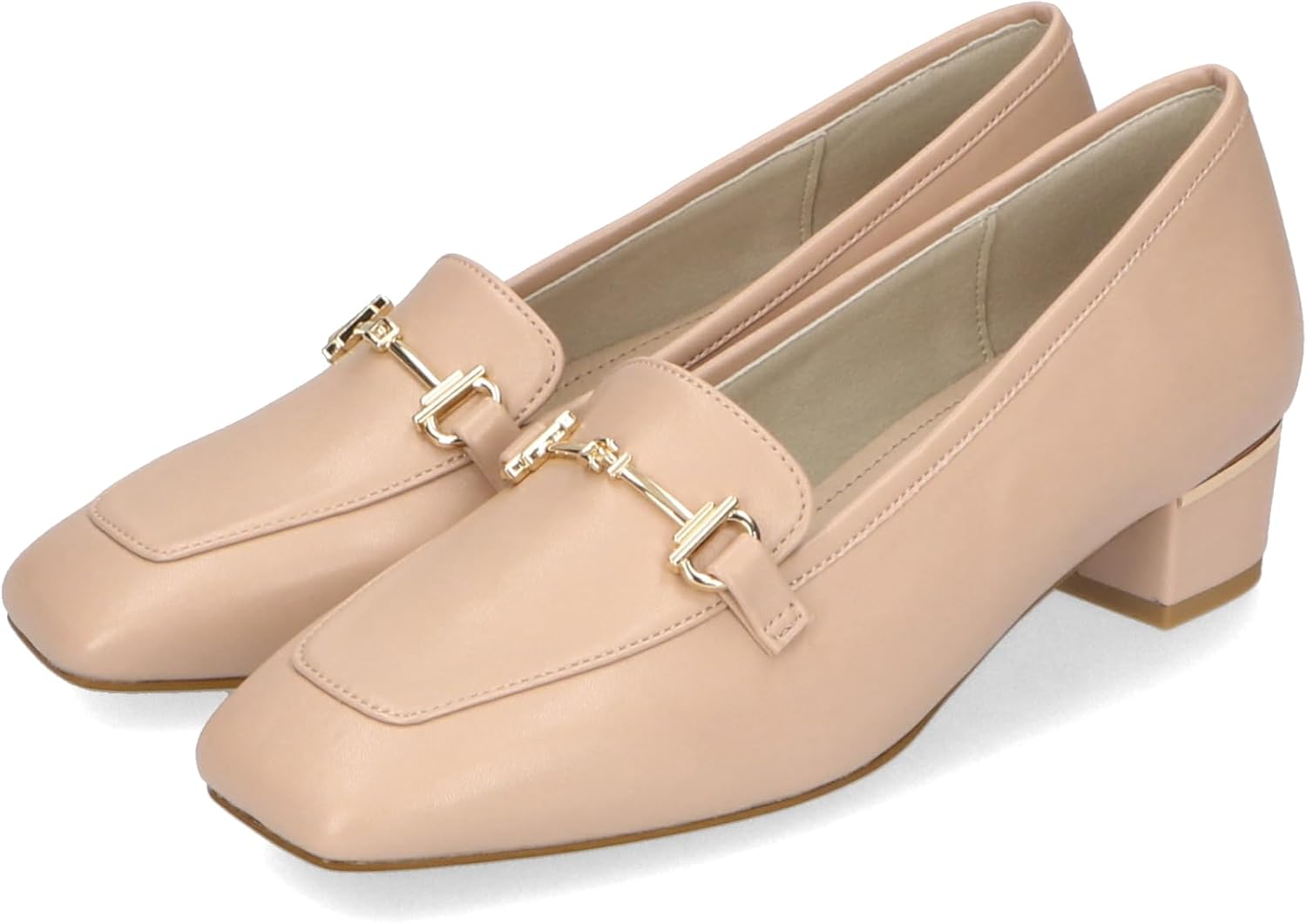 42101 Women鈥檚 Loafer, Square Toe, Low Heels, Large Size, Small Size, Easy to Walk, Bit, Thick Cushioning
